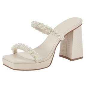 Pearl Sandals Platform Chunky High Heel slide